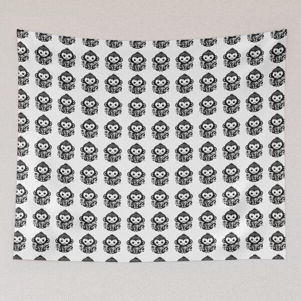 Item preview, Monkey Art | Urban Zen Wear Minimalistic Monochrome Illustrator Design designed and sold by NipponLifestyle.