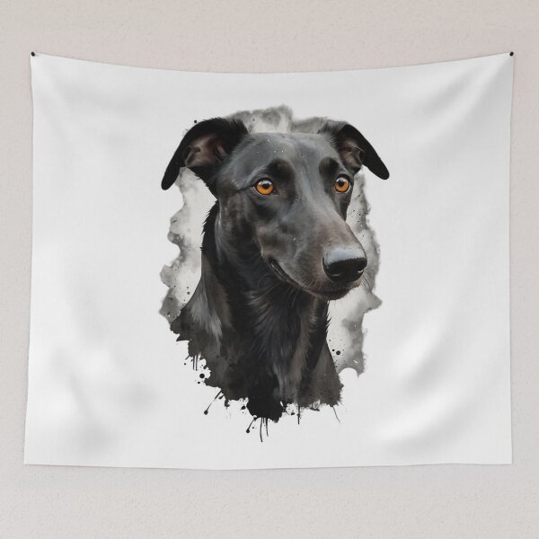 Item preview, Elegant Gaze: Black Greyhound Portrait designed and sold by ToonTailsStudio.