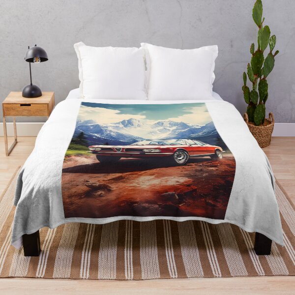 Item preview, Classic Red Alfa in Majestic Mountain Landscape, Vintage Car Art designed and sold by RevUpDesign.