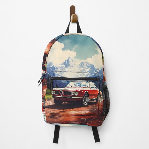 Item preview, Classic Red Alfa in Majestic Mountain Landscape, Vintage Car Art designed and sold by RevUpDesign.
