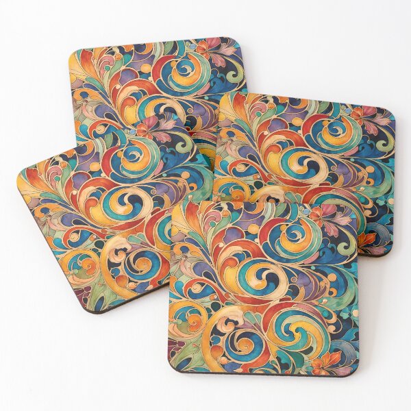 Item preview, Flower Power Colourful Floral Pattern Art Nouveau designed and sold by druidwolfart.