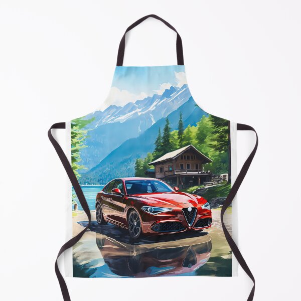 Item preview, Alfa Romeo Giulia Veloce by the Serene Mountain Lake, Automotive Art designed and sold by RevUpDesign.
