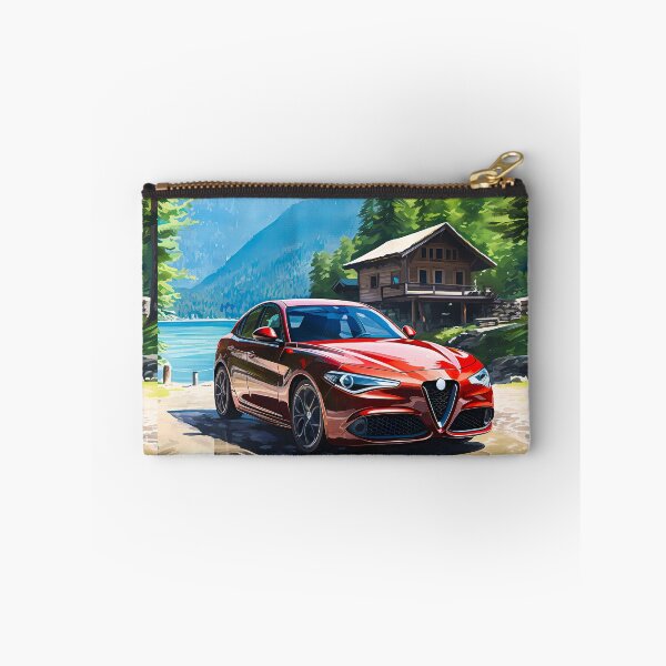 Item preview, Alfa Romeo Giulia Veloce junto al sereno lago de montaña, arte automotriz designed and sold by RevUpDesign.