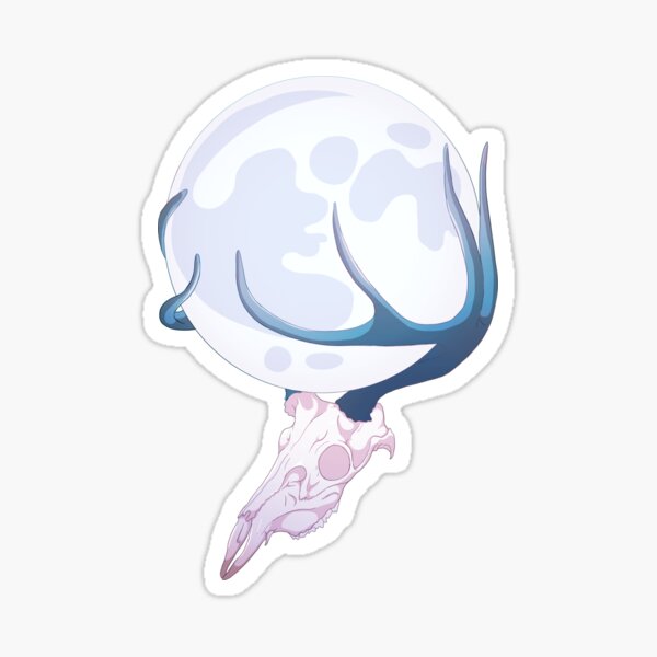 Deer Skull Moon Mantle in Pink Sticker