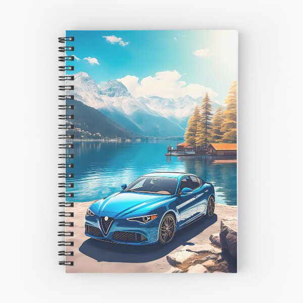 Artikelvorschau, Alfa Romeo Giulia Veloce am unberührten See, Automobilkunst entworfen und verkauft von RevUpDesign.