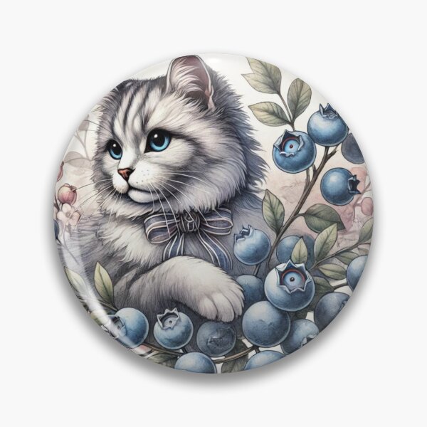 Item preview, Regal European Cat with Watercolor Blueberries designed and sold by mikotoerimint.