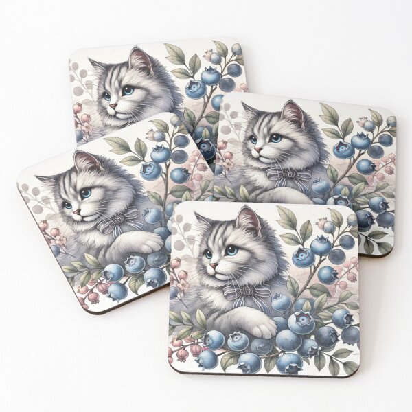 Item preview, Regal European Cat with Watercolor Blueberries designed and sold by mikotoerimint.
