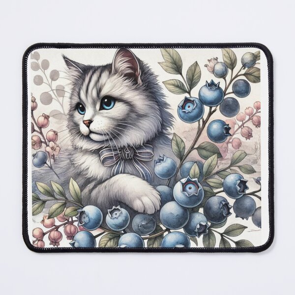 Item preview, Regal European Cat with Watercolor Blueberries designed and sold by mikotoerimint.