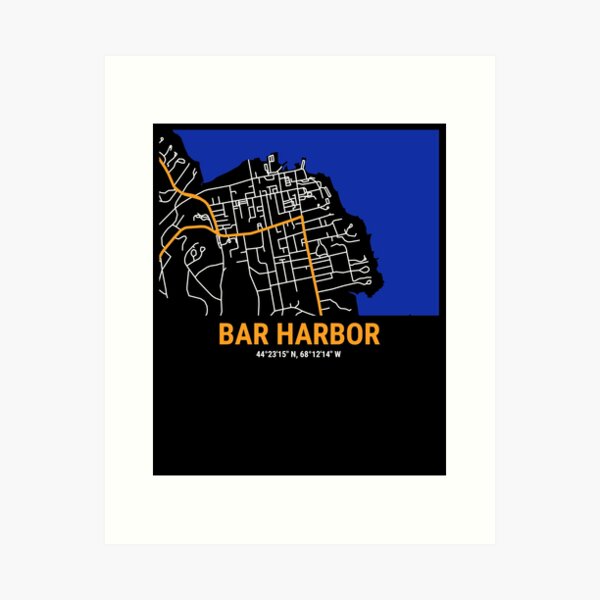 Artikel-Vorschau von Bar Harbor, Stilisierte Karte, Touristisches Souvenir, designt und verkauft von DimDom.