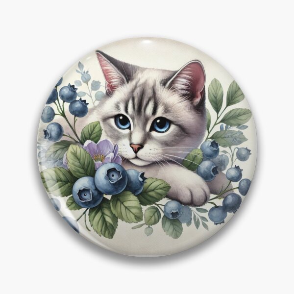 Item preview, Regal European Cat with Watercolor Blueberries designed and sold by mikotoerimint.