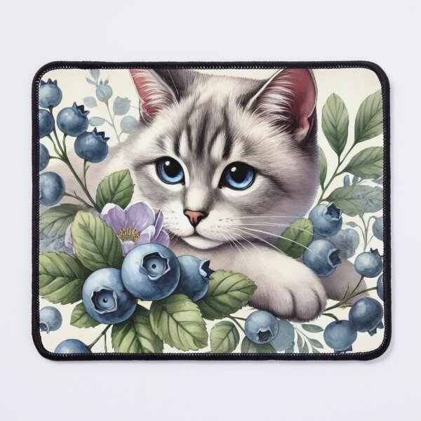 Item preview, Regal European Cat with Watercolor Blueberries designed and sold by mikotoerimint.