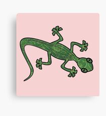 Green Gecko with pattern Canvas Print