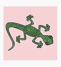 Green Gecko with pattern Photographic Print