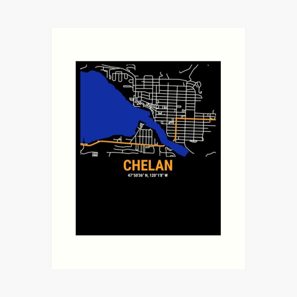 Artikel-Vorschau von Chelan, stilisierte Karte, Touristisches Souvenir, designt und verkauft von DimDom.