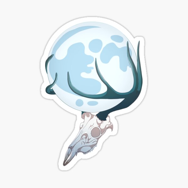 Deer Skull Moon Mantle in Blue Sticker