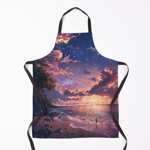 Item preview, Anime Beach At Sunset with Falling Stars designed and sold by SamuraiSwords.