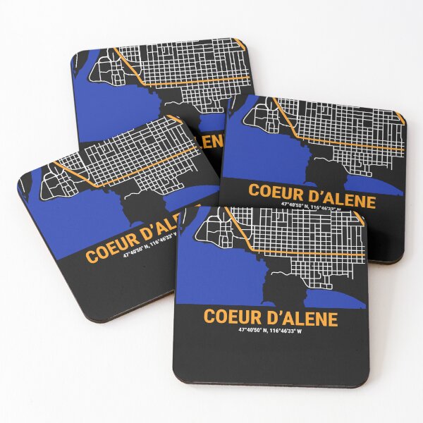 Item preview, Coeur d'Alene Stylized Map, Tourist Souvenir designed and sold by DimDom.