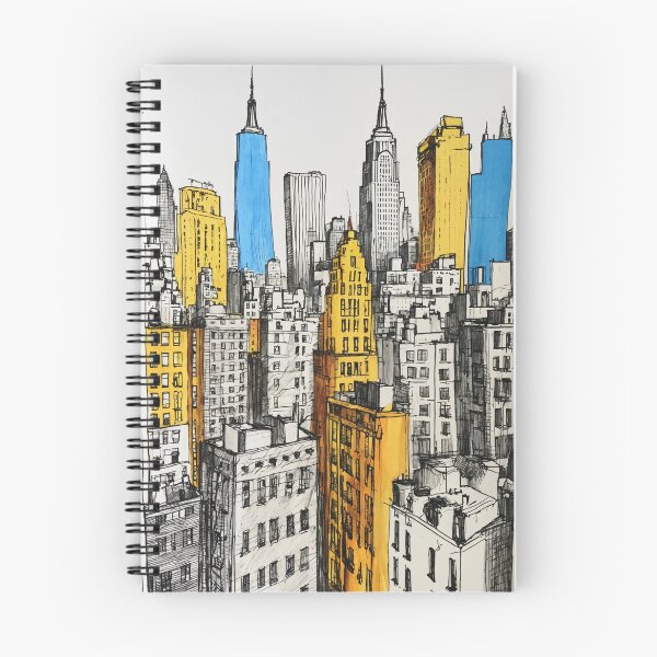 Artikelvorschau, T-Shirt mit Tuschezeichnung von New York City entworfen und verkauft von ArhaanFashions.