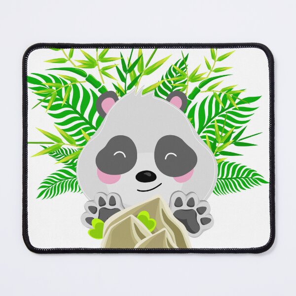 Item preview, A panda in tropical leaves and bamboo hides behind stones. designed and sold by KOSARTbyDiana.