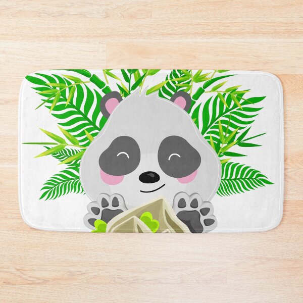 Item preview, A panda in tropical leaves and bamboo hides behind stones. designed and sold by KOSARTbyDiana.