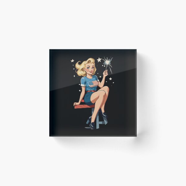 Item preview, Vintage PinUp Girl 4th of July Fireworks Lover designed and sold by LuminOrb.