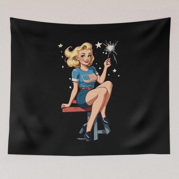 Item preview, Vintage PinUp Girl 4th of July Fireworks Lover designed and sold by LuminOrb.