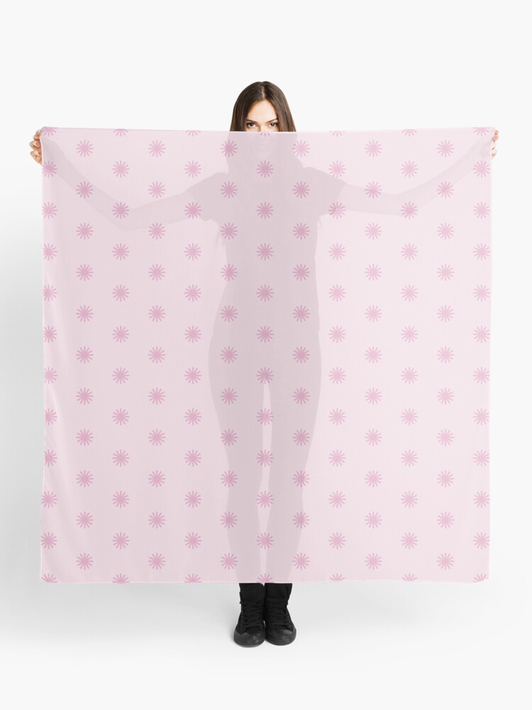 Scarf, Geometric Dusky Rose Lilac Sachet Suns On Pink Marshmallow designed and sold by Triplicate Limited