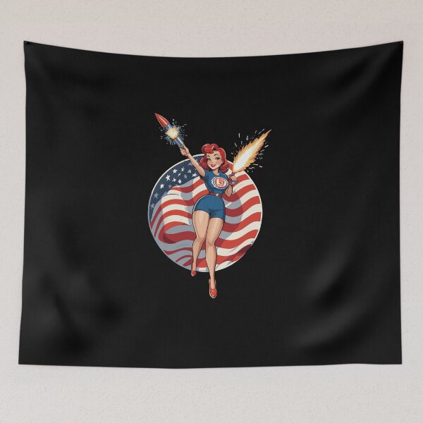 Item preview, Vintage PinUp Girl Retro Art 4th Of July designed and sold by LuminOrb.