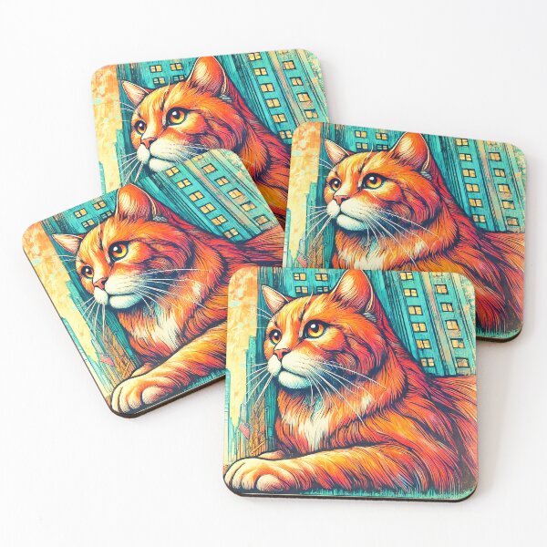 Item preview, Bright Lights, Orange Stripes: Cat in the City designed and sold by Palati-Watt.
