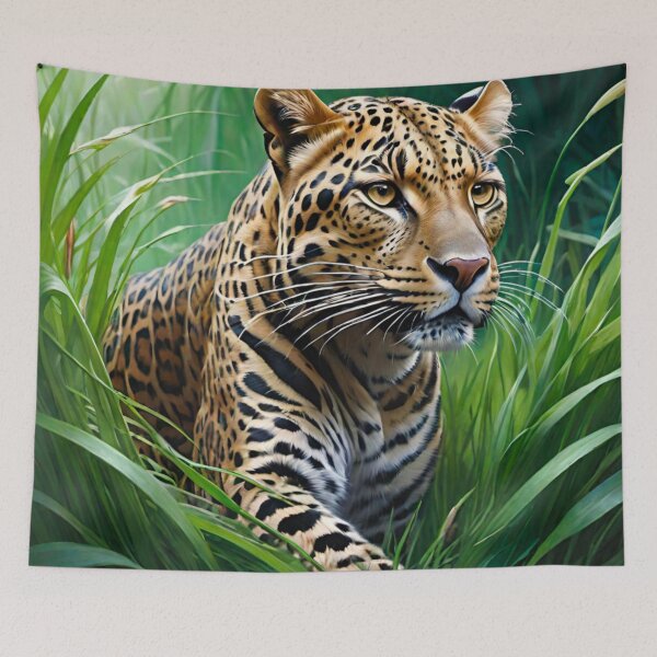 Item preview, Leopard Hunting Stealthily in Grass designed and sold by GrizzlyCollective.