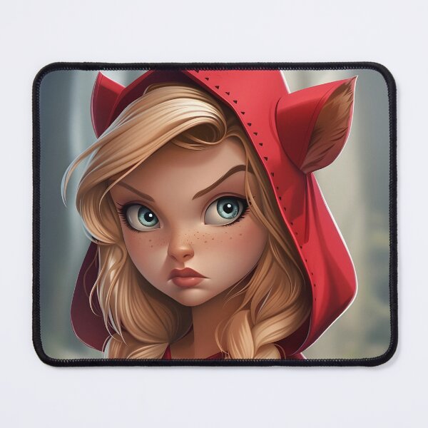 Item preview, Blonde girl in red hood in forest with determined look. designed and sold by Artessie.