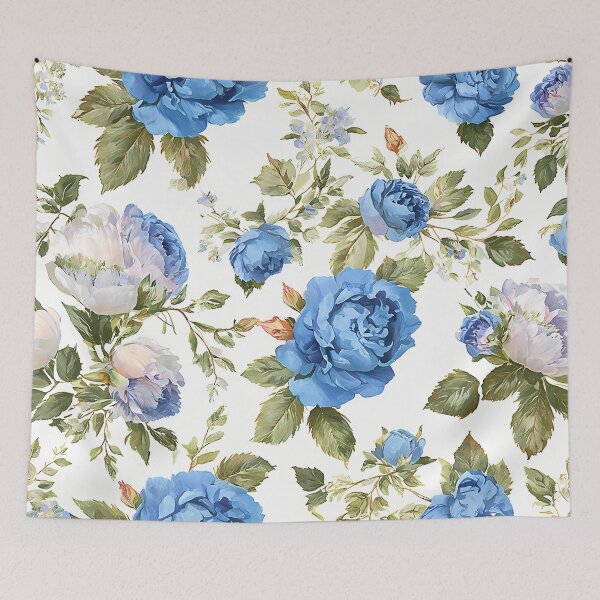 Item preview, Blue Roses Vintage Floral Pattern designed and sold by SeamPix.