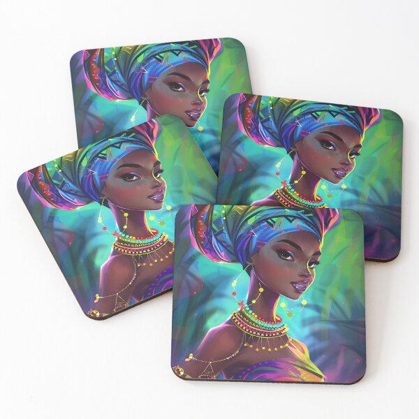 Item preview, Colorful woman portrait with African traditional attire. designed and sold by Artessie.