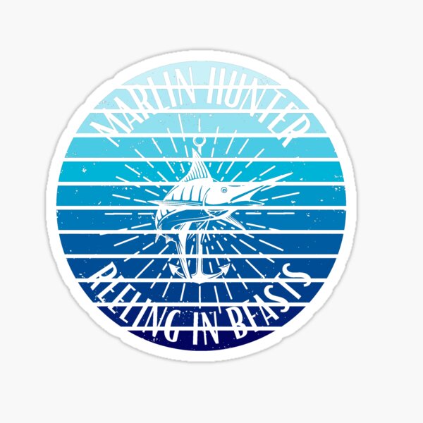 Vista previa del artículo con la obra «Pesca de marlin tambaleándose en bestias azul vintage», diseñado y vendido por kapsell.