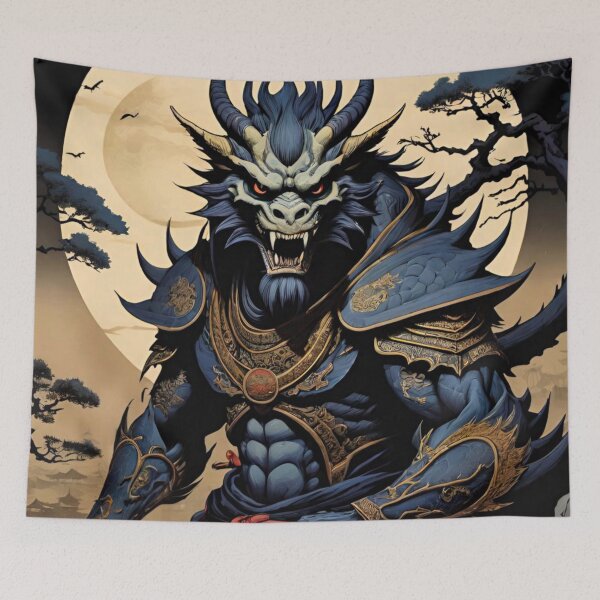 Item preview, Dark Japanese Dragon in Traditional Fighting Attire designed and sold by GrizzlyCollective.