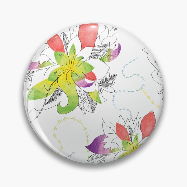 Item preview, Floral Pattern with black lines and watercolor designed and sold by Aithlin123.