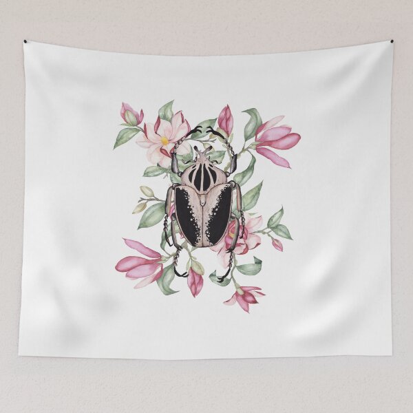 Item preview, Watercolor illustration - goliath beetle and magnolias designed and sold by LindaSitniece.
