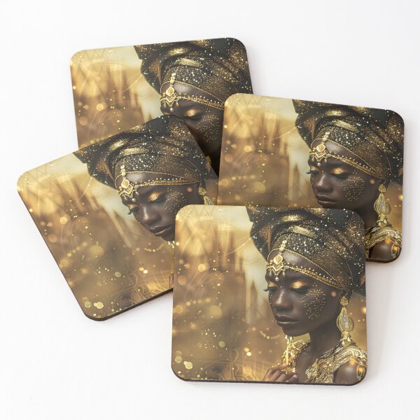 Item preview, Elegant woman adorned with gold in artistic portrait designed and sold by Artessie.
