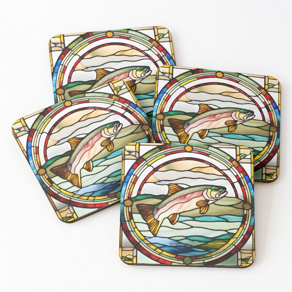 Item preview, Stained Glass Trout designed and sold by Wild Blue Designs NZ.