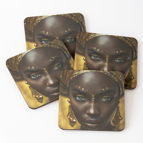 Item preview, Elegantly adorned woman in golden accessories and headdress designed and sold by Artessie.