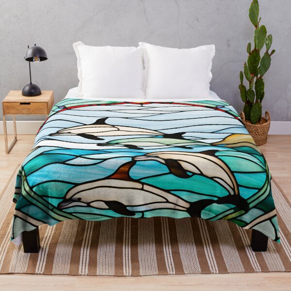 Artikelvorschau, Buntglas Hectors Delfine entworfen und verkauft von Wild Blue Designs NZ.