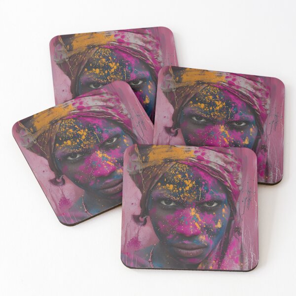 Item preview, Vibrant portrait of a person with colorful paint splashes designed and sold by Artessie.