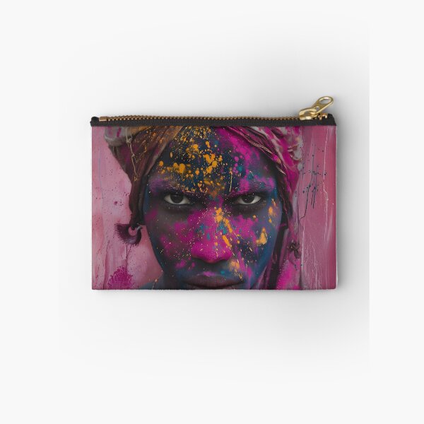 Item preview, Vibrant portrait of a person with colorful paint splashes designed and sold by Artessie.