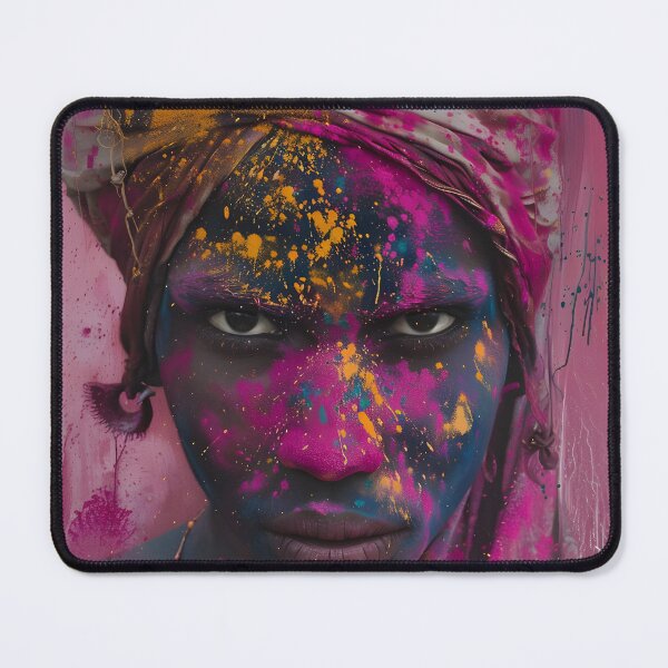 Item preview, Vibrant portrait of a person with colorful paint splashes designed and sold by Artessie.