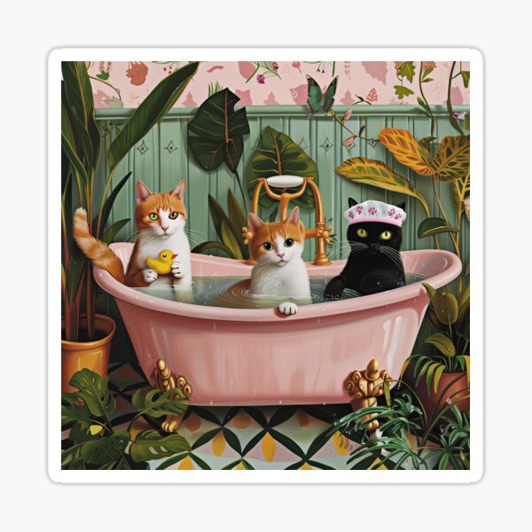 Item preview, Purrs and Bubbles: A Cat-tastic Bath Scene designed and sold by my-sanity.