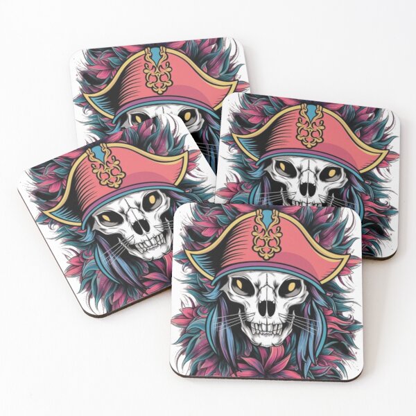 Item preview, Cat skull head with flowers designed and sold by Sameena Fatima.