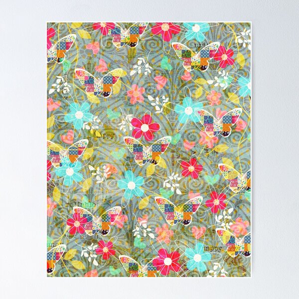 Item preview, Vintage Inspired Boho Butterfly Daisy Patchwork designed and sold by Lace & Lime - By Jaynie Lea.