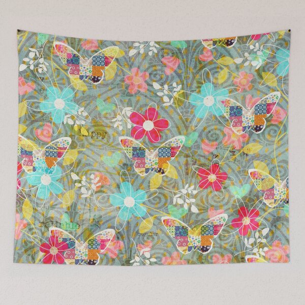 Item preview, Vintage Inspired Boho Butterfly Daisy Patchwork designed and sold by FeralLaFemme.