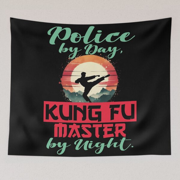 Item preview, Vintage Kung Fu Master & Police Dual Life | T-Shirt Design | designed and sold by TheInkyOwl-TIO.