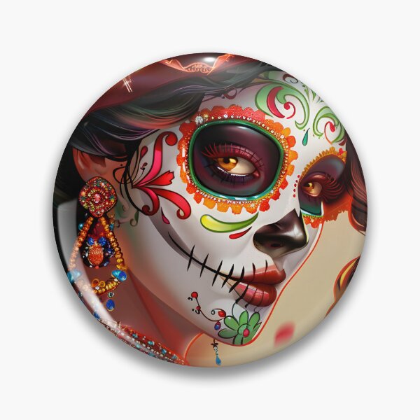 Item preview, Colorful Day of the Dead face painting designed and sold by Artessie.